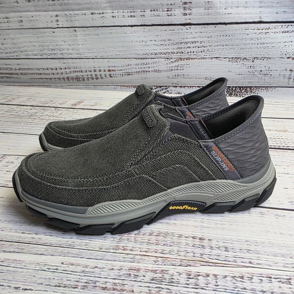 Skechers Slip-ins Relaxed Fit Respected Holmgren Mens 8 Charcoal Grey 204809